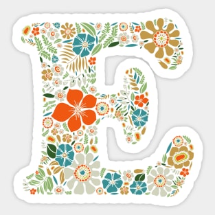 Hippie Floral Letter E Sticker